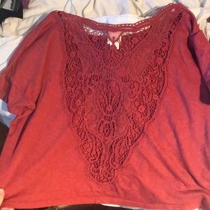 MOSSIMO Size M Brick Red Lace Crop Top